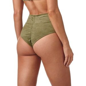 Montce High Rise Green Suede Bikini Bottoms